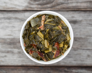 Collard greens. A traditional Southern side dish popular in the United States.