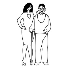 young couple avatars characters