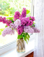lilac bouquet window sill