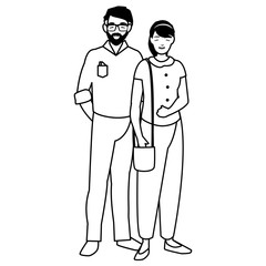 young couple avatars characters