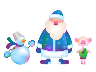 Russian Santa Claus, Snowman, Piggy