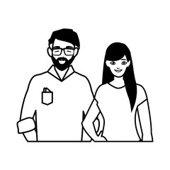 young couple avatars characters