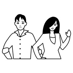 young couple avatars characters