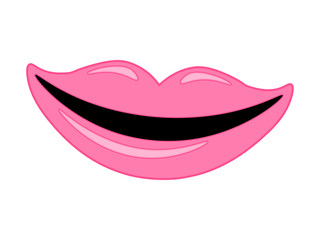 Vector lip symbol isolated on white background. kiss lip contour. linear icon illustration. Woman's pink lips drawing