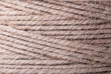 Natural jute rope, close-up background image