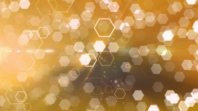 Abstract background gold glitter hexagon 4K animation. 