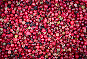 Dry organic red peppercorns.