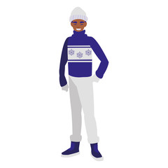 young man black with winter clothes