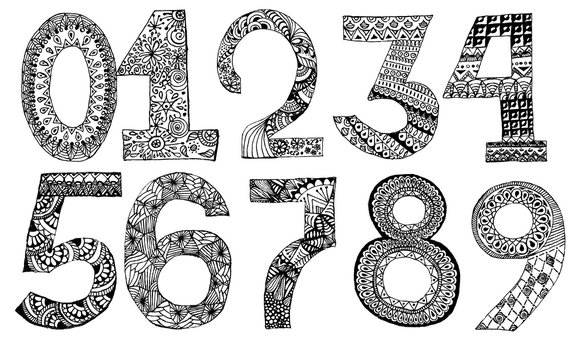 The set of hand drawn numbers for your design. Sign painting style.