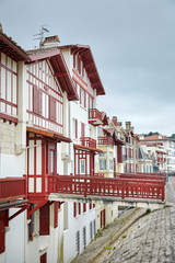 Traditional red and white half-timbered basque houses, typical architecture