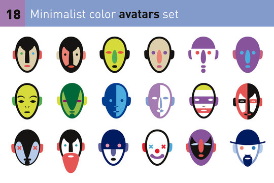 Minimalist color avatars set