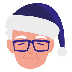 cute grandfather head with winter hat