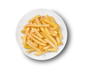 Fresh fries plate isolated on white background
