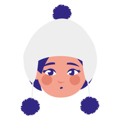 beautiful little girl head with winter hat