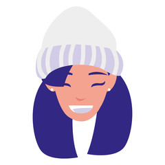 beautiful woman head with winter hat
