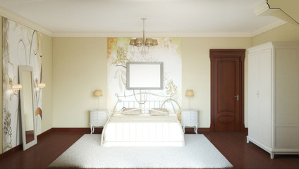 bedroom, interior visualization, 3D illustration