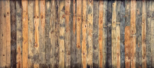 Foto op Plexiglas Brown wood colored plank wall texture background © maykal