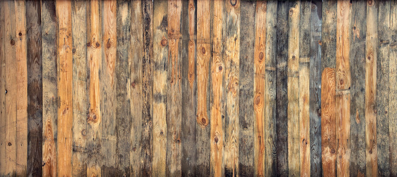 Fototapeta Brown wood colored plank wall texture background