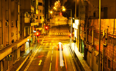 Hong Kong, Stadt, Langzeitbelichtung, Nacht, Taxi