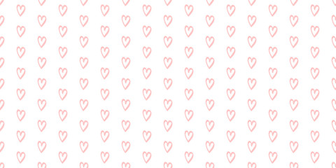 Hand drawn background with colored hearts. Seamless grungy wallpaper on surface. Abstract texture with love signs. Lovely pattern. Line art. Print for banner, flyer or poster. Colorful illustration