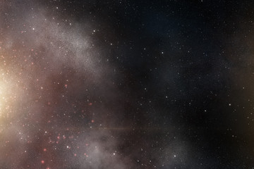 Space background, flight in space among the billions of stars nebulae and galaxies