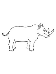 nashorn groß männlich dickhäuter horn rhino einhorn böse comic cartoon clipart logo design