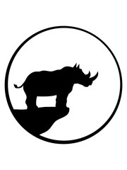 mond kreis rund klippe nachts silhouette umriss groß männlich dickhäuter nashorn horn rhino einhorn böse comic cartoon clipart logo design