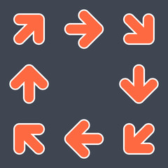 Arrows signs make a circle movement. Colored icons with a white outline created in flat style. The design graphic element is saved as a vector illustration in the EPS file format.