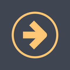 Arrow sign in a round icon. Web button created in flat style. The design graphic element is saved as a vector illustration in the EPS file format.