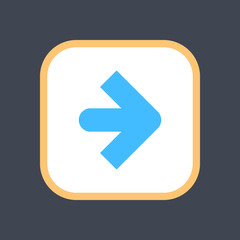 Arrow sign in a square icon. Web button is created in flat style. The design graphic element is saved as a vector illustration in the EPS file format.