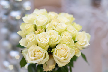Bouquet of scented fresh white roses