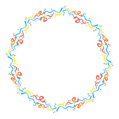 Round frame with serpentine and confetti