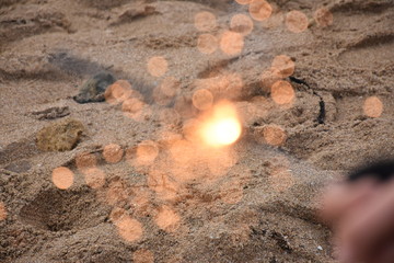sparkler on the beach