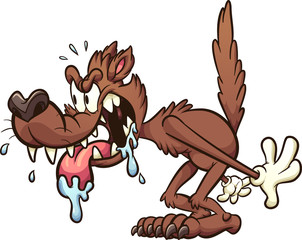 Hungry cartoon wolf with tongue out. Vector clip art illustration with simple gradients. All in a single layer.Hungry cartoon wolf with tongue out. Vector clip art illustration with simple gradients.  © Memoangeles