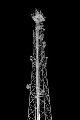 Cell phone tower on a black background with inversion function