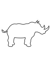 kontur umriss silhouette dickhäuter nashorn horn rhino einhorn comic cartoon clipart logo design