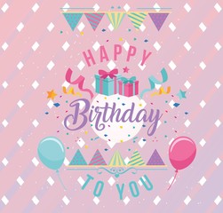 colorful happy birthday's invitation card