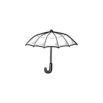 Opened umbrella hand drawn outline doodle icon