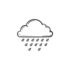 Cloud rain drops hand drawn outline doodle icon. Meteorology, weather forecast, climate and sky concept. Vector sketch illustration for print, web, mobile and infographics on white background.