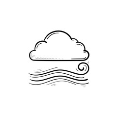 Cloudy and the wind blowing hand drawn outline doodle icon. Cool and windy weather, storm and swirl concept. Vector sketch illustration for print, web, mobile and infographics on white background.