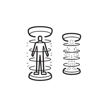 Human teleportation hand drawn outline doodle icon