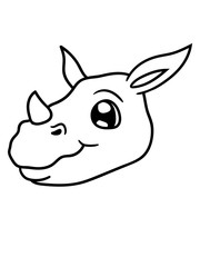 kind gesicht kopf baby klein junges süß niedlich rhino retten überleben aussterben bedroht dickhäuter nashorn horn einhorn comic cartoon clipart logo design