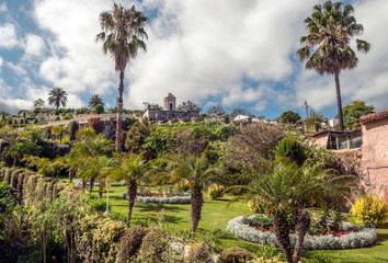 Fototapeta na wymiar Gardens of the village of La Orotava, in the Canary Islands on a sunny day.