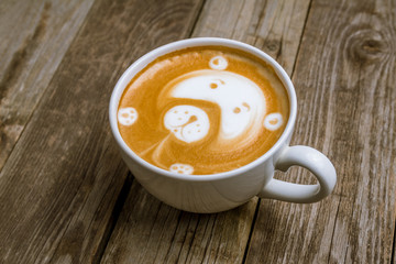 coffee cappuccino with bear pattern