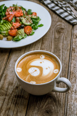 coffee cappuccino with bear pattern