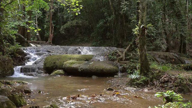 Sa Nang Manora Waterfall in Phang Nga Province, Thailand, 4k