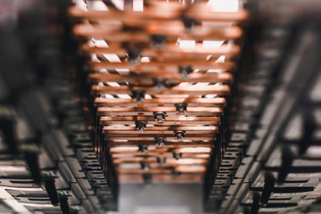 detail of an electrical busbar and circuit breakers