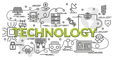 Flat colorful design concept for Technology. Infographic idea of making creative products. Template for website banner, flyer and poster..