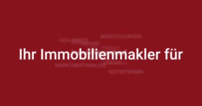 Intro welches die Leistungen eines Immobilienmaklers zeigt. Brauner Hintergrund