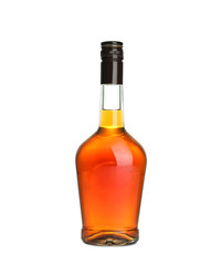 Bottle of scotch whiskey on white background